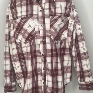 Ultra Flirt Burgundy and White Plaid Shirt
